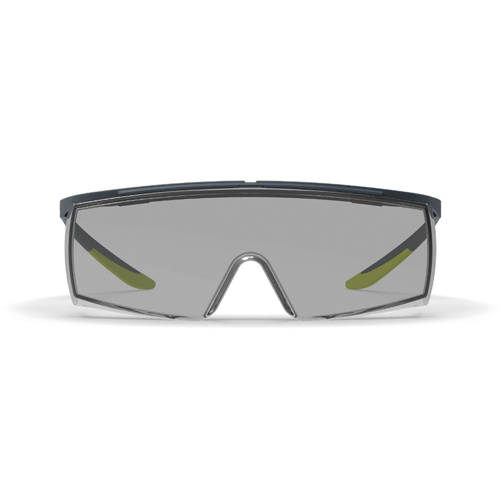 LT250 grey scratch-resistant safety glasses as shown from the front. 