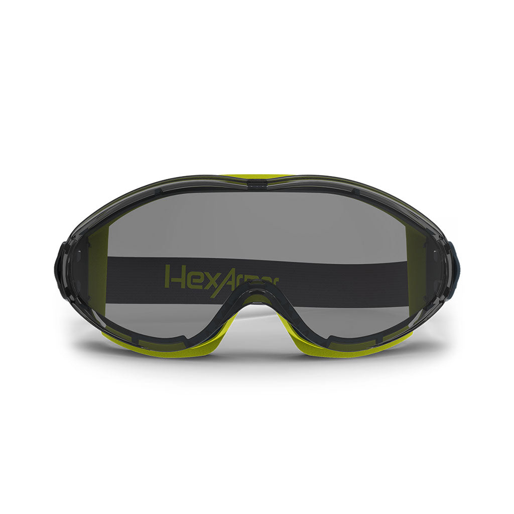 LT300 grey scratch-resistant safety goggles as shown from the front.