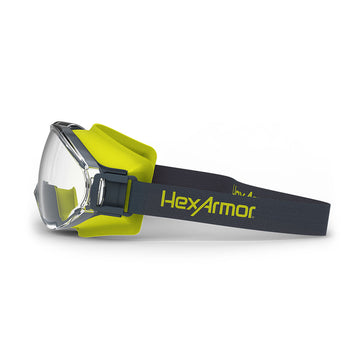 safety goggles yellow HexArmor LT300 Over Glasses Clear Safety Goggles with Gas Resistant Neoprene Strap