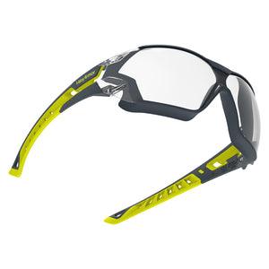 Floating MX225G premium safety glasses with gasket showcasing the optical clarity of the lenses.