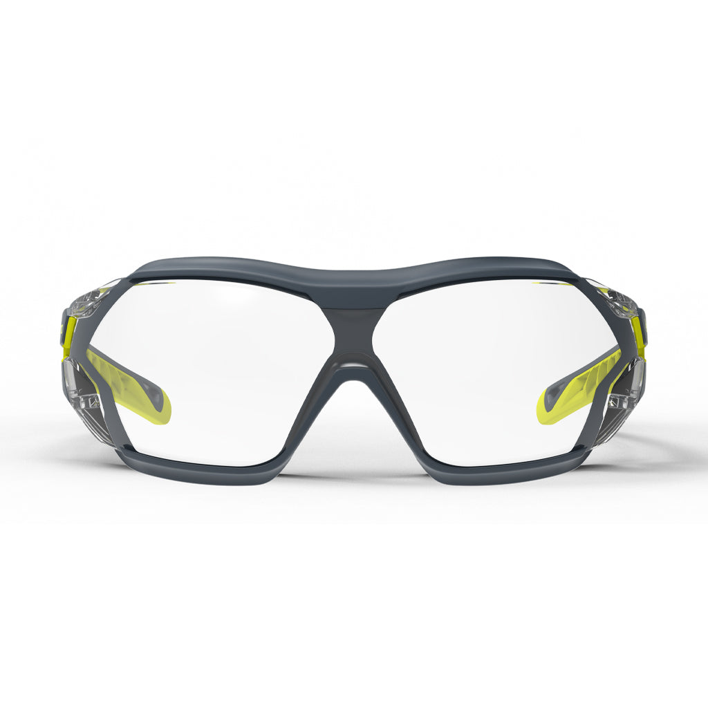 MX225G scratch-resistant safety glasses with gasket as shown from the front.