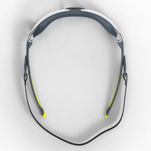 MX225G with strap scratch-resistant safety glasses from the top-down showcasing the nose piece.