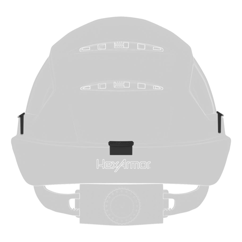 Rain plug kit attached on helmet back view