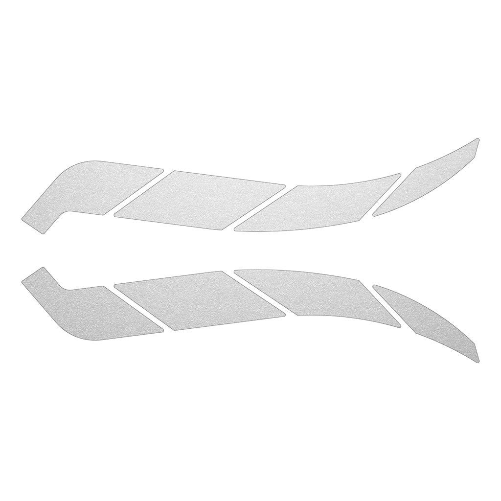 Full brim silver reflective stickers for helmets sticker sheet as they appear before application.