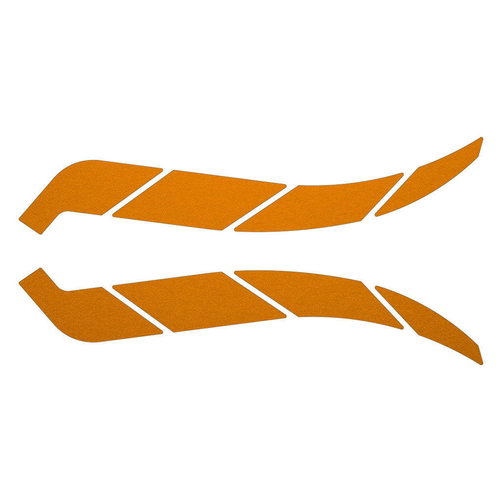 Full brim hi-vis orange reflective stickers for helmets sticker sheet as they appear before application.