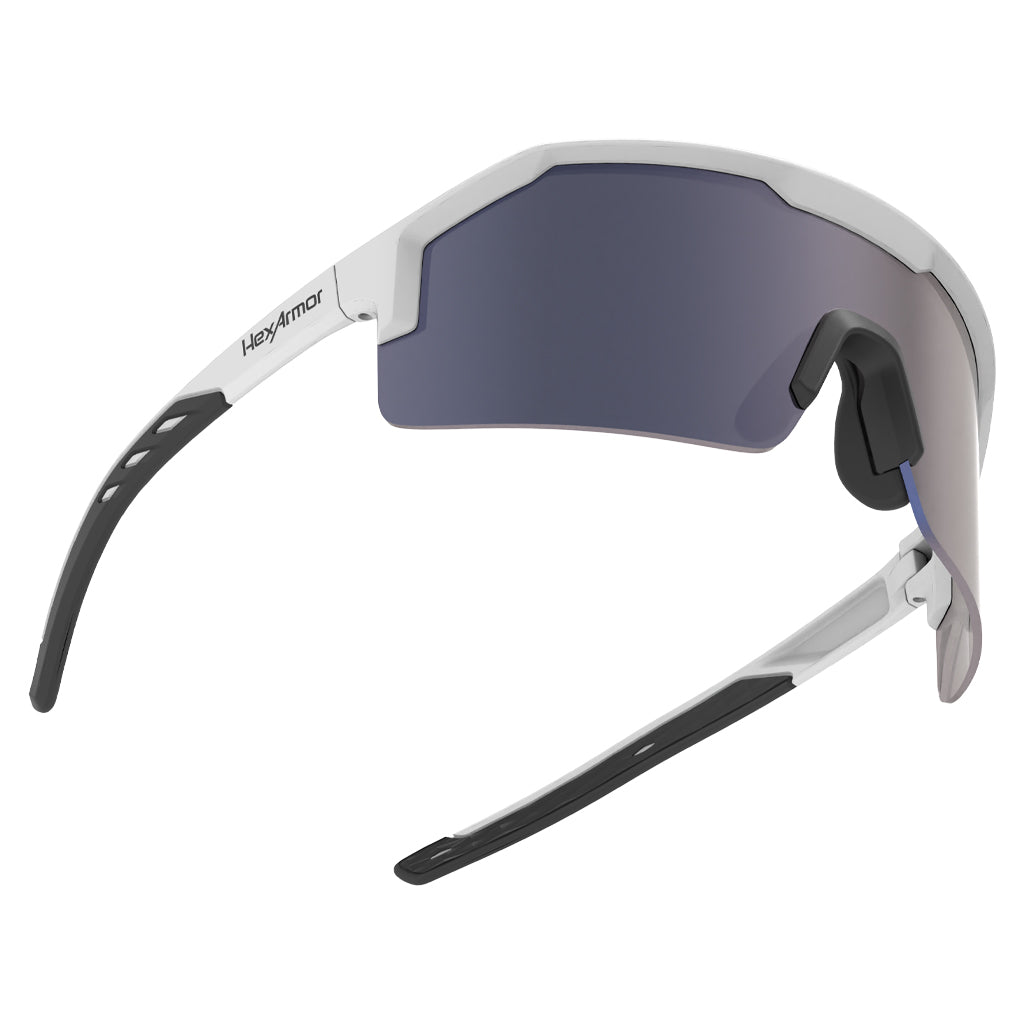Shockwave safety glasses showcasing the wraparound lenses. 