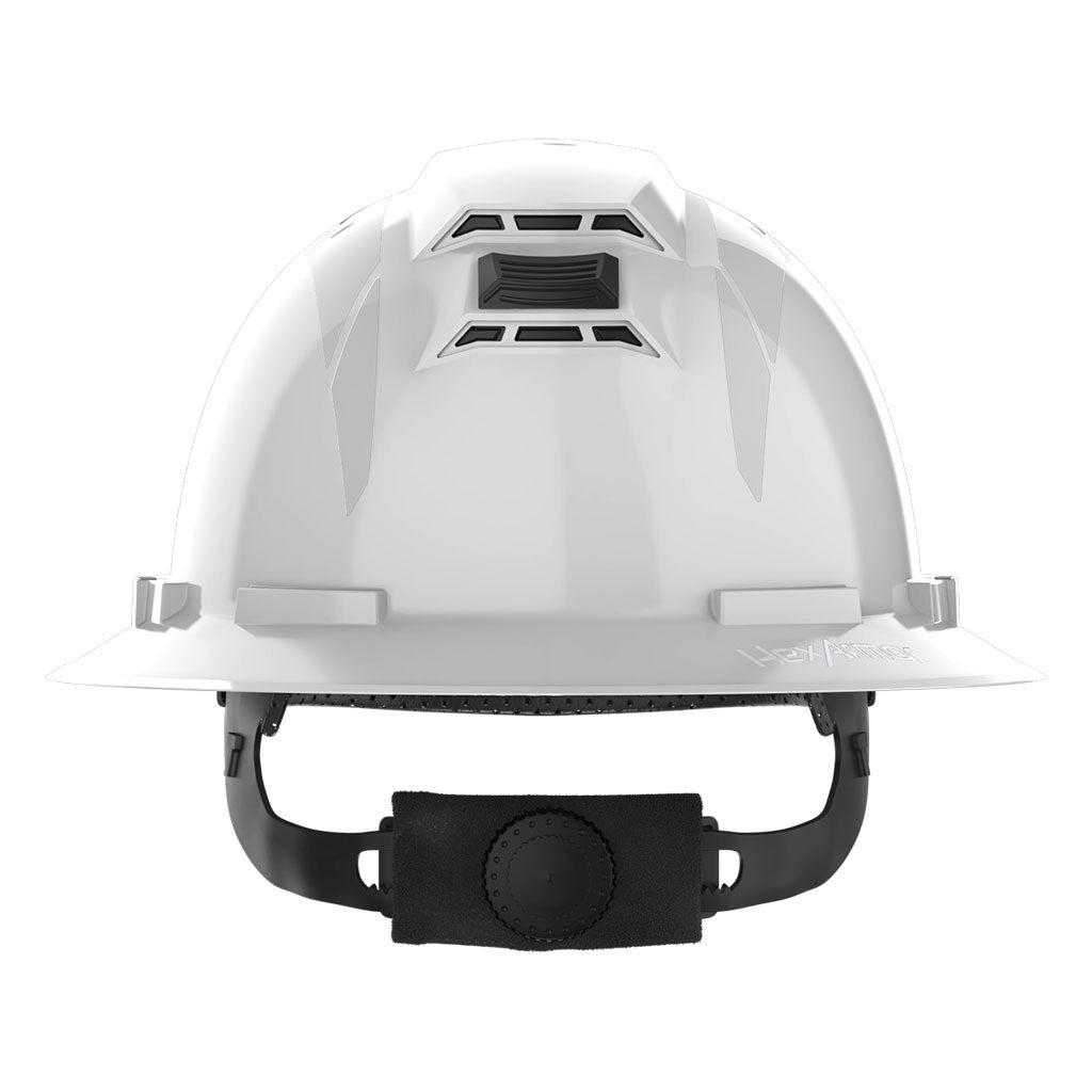 Full brim silver reflective stickers rear view on helmet.