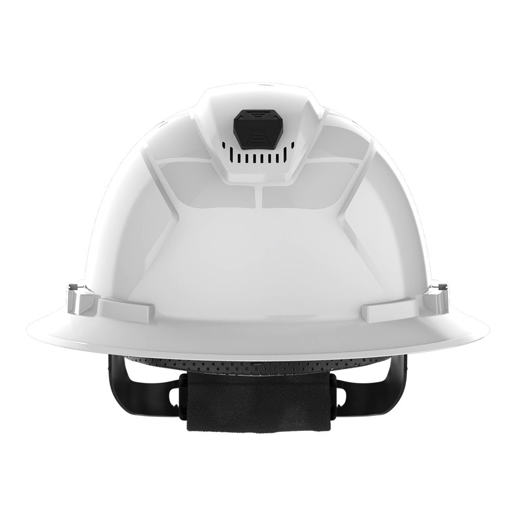 Full brim silver reflective stickers front view on helmet.