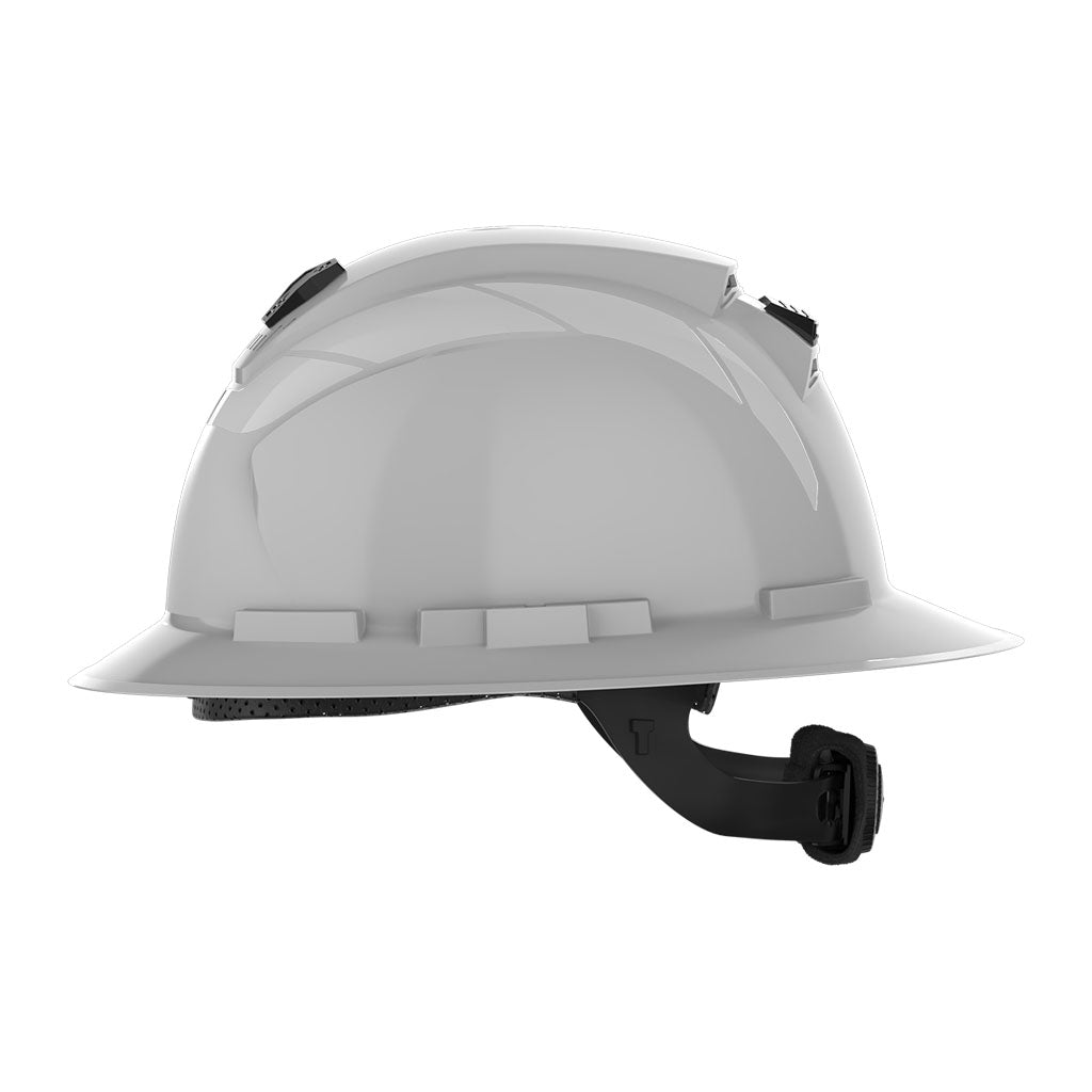 Full brim silver reflective stickers side view on helmet.