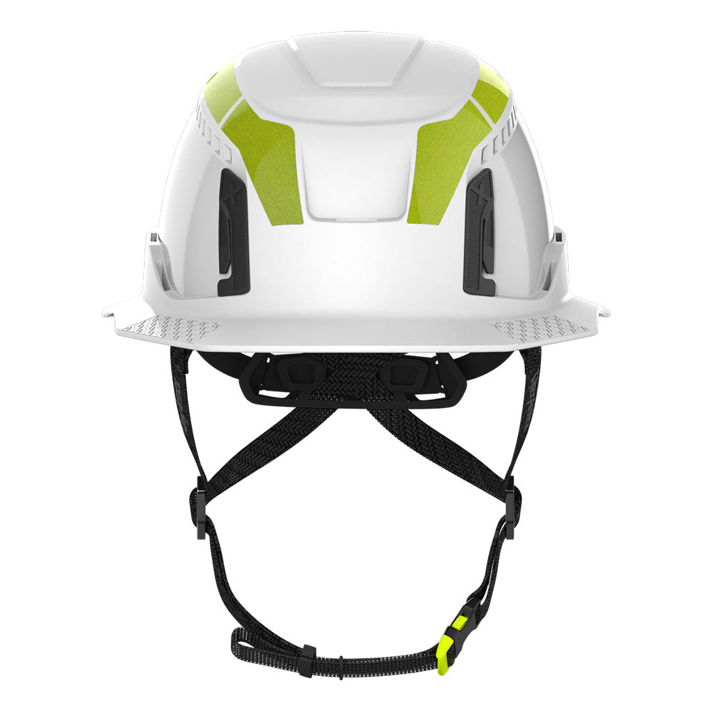 Type 2 hi-vis reflective stickers front view on helmet.