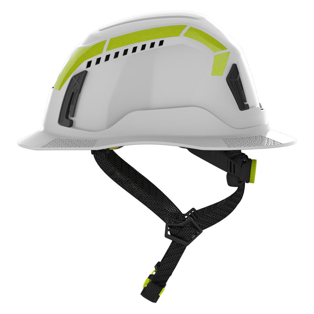 Type 2 hi-vis reflective stickers side view on helmet.