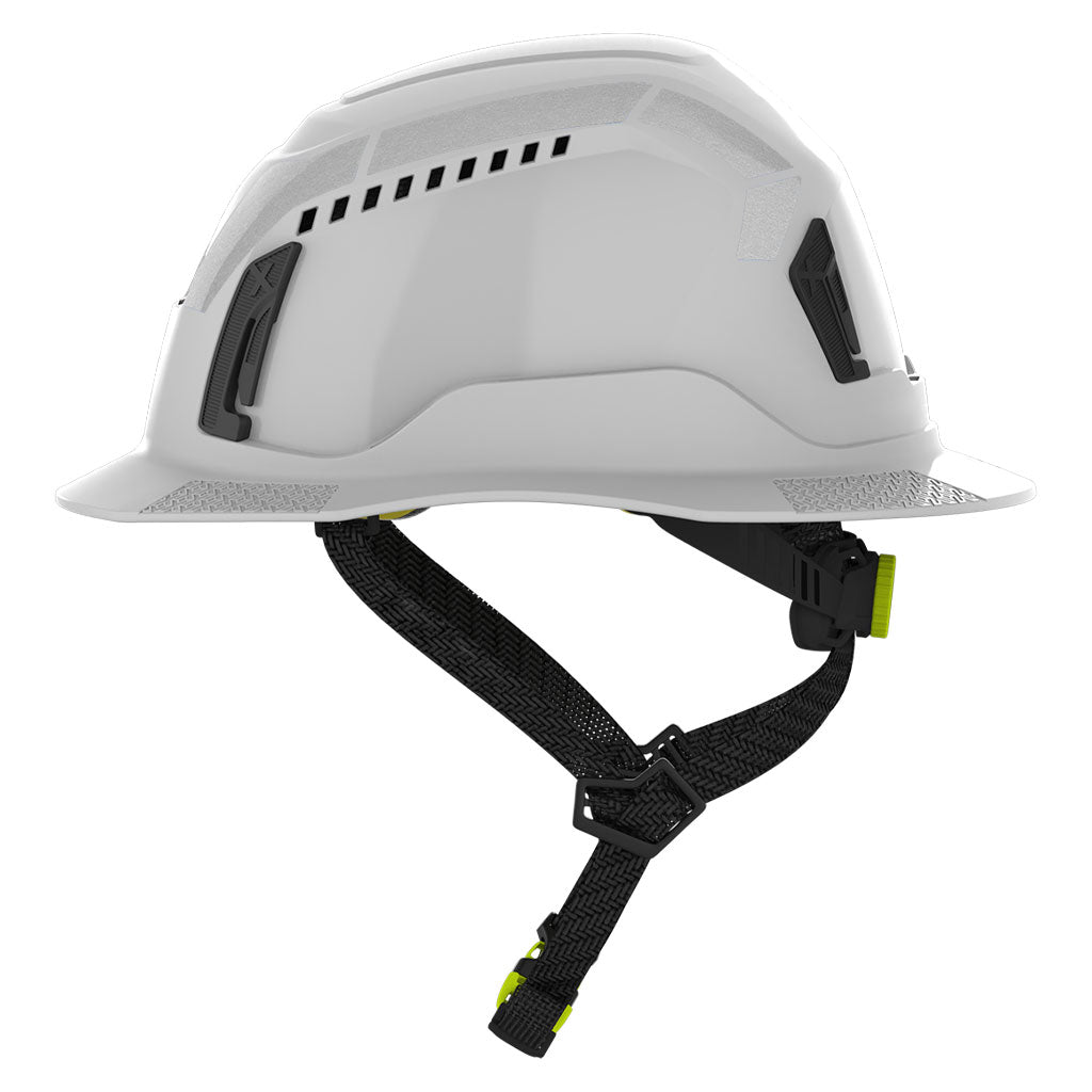 Type 2 full brim silver reflective stickers side view on helmet.