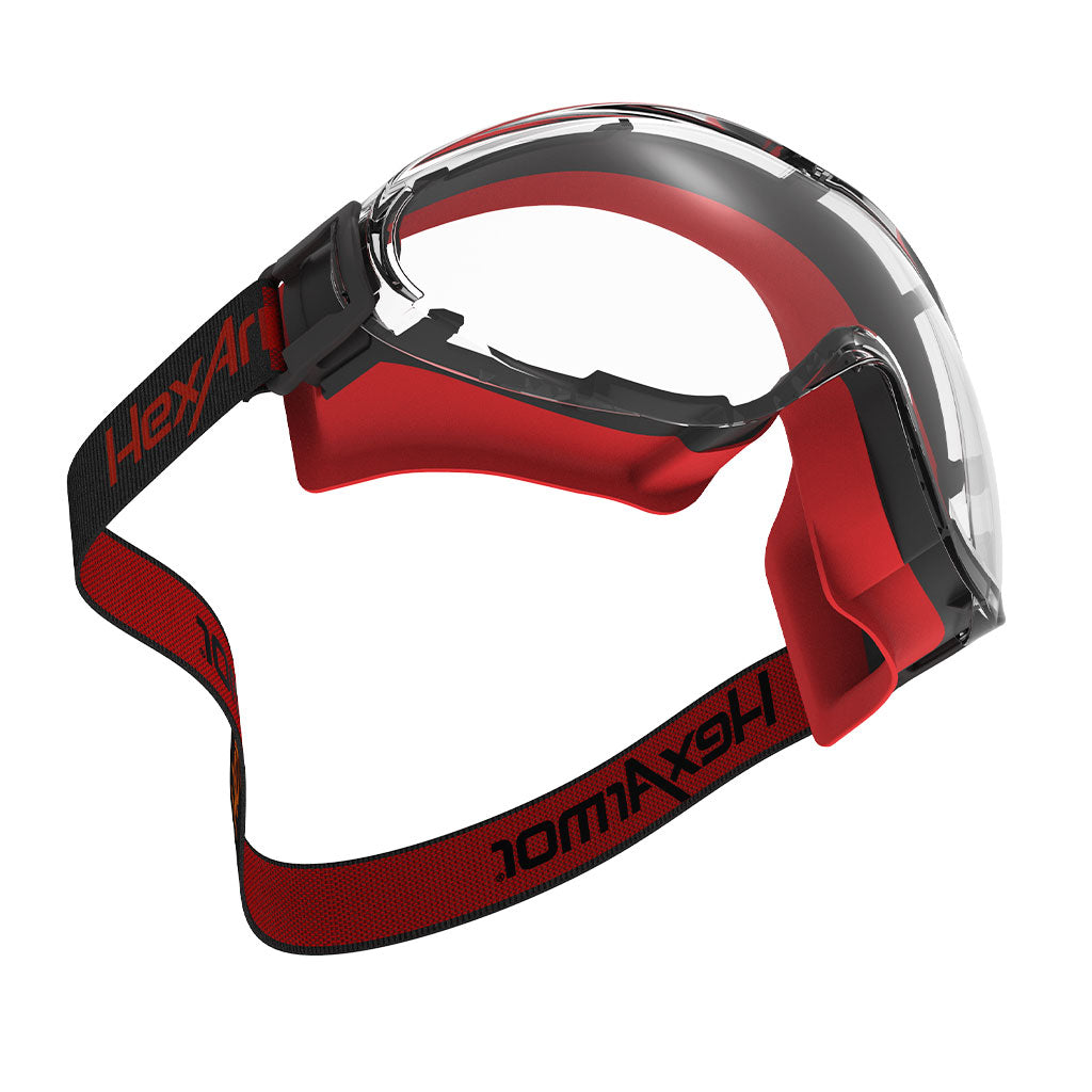 FireArmor® Wildland LT300 safety goggle bottom angle view with strap