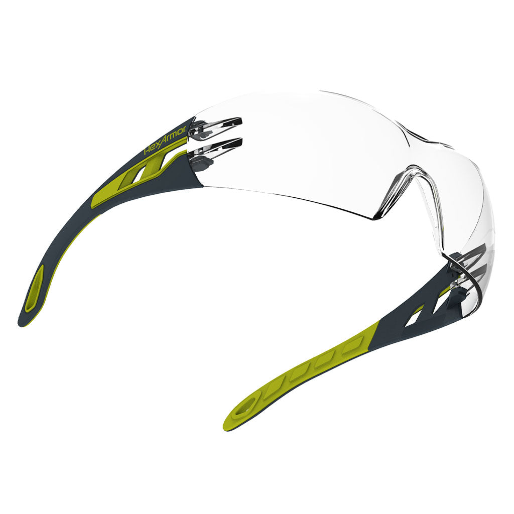 MX200 safety glasses showcasing the optical clarity of the rimless lenses. 