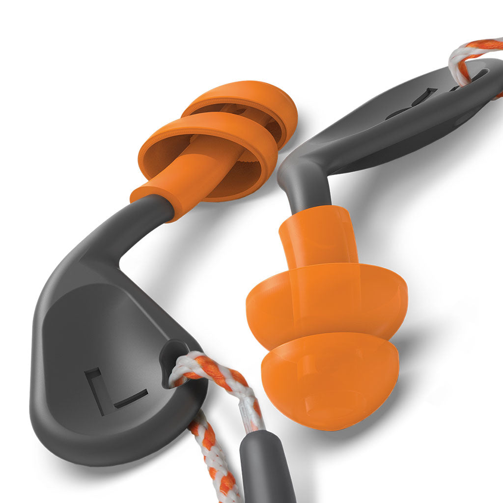 simpleFit® reusable guided earplugs close up of earplugs and cord