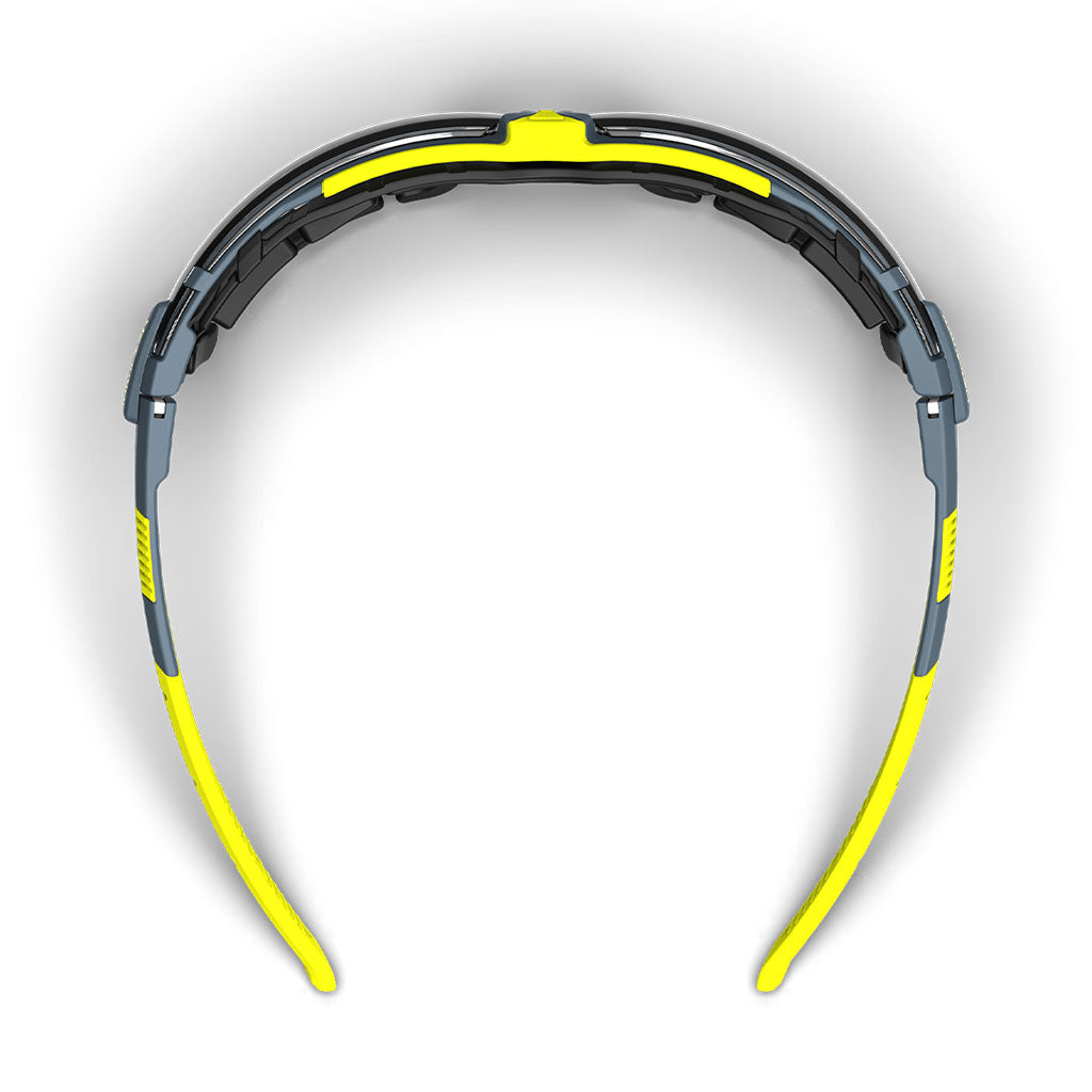 VS300G scratch-resistant safety glasses from the top-down showcasing foam gasket.