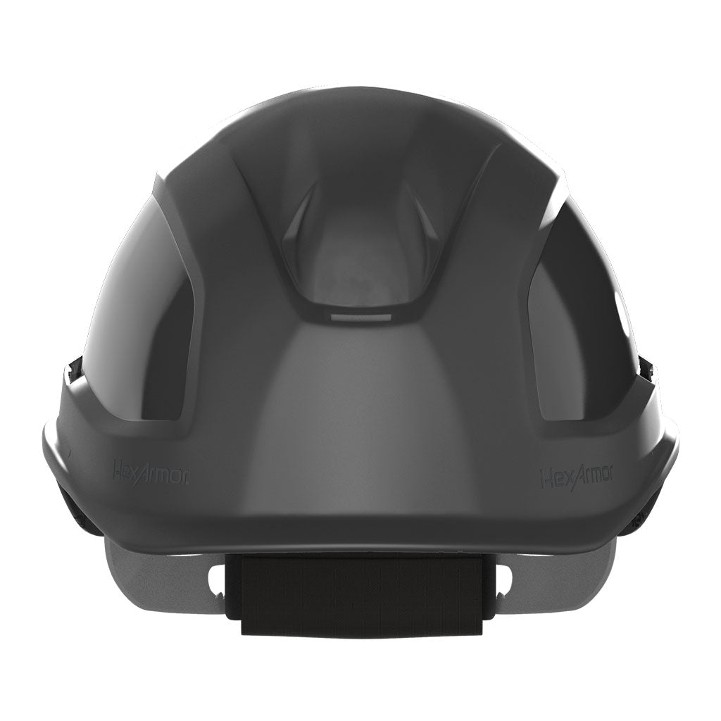 Ceros XP250E black safety helmet as shown from the front.