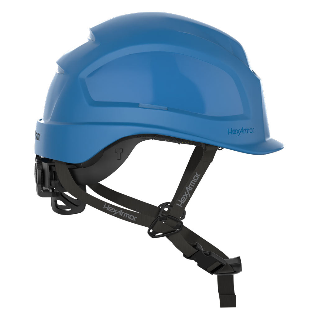 Ceros XP450AE with Mips blue class E safety helmet as shown from the side.