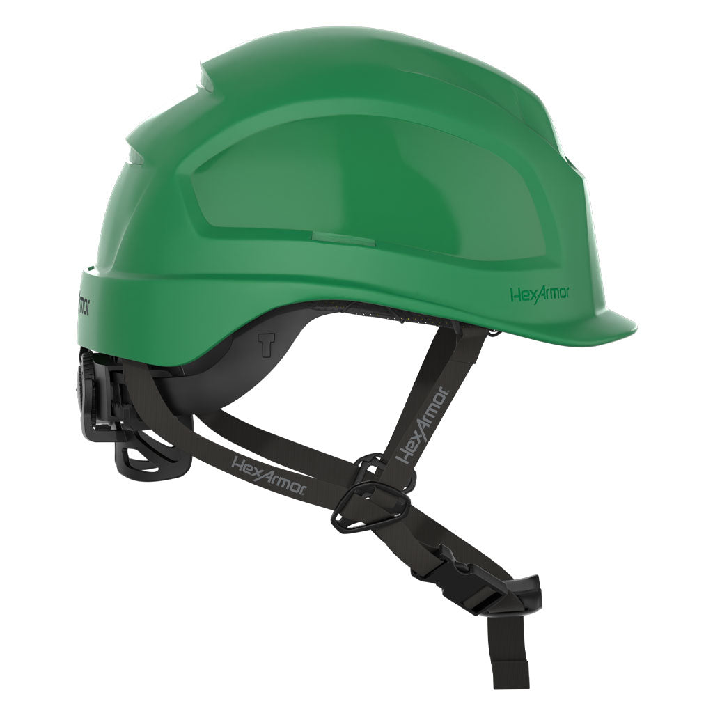 Ceros XP450AE with Mips green class E safety helmet as shown from the side.