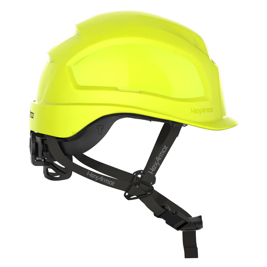 Ceros XP450AE with Mips Hi-vis yellow class E safety helmet as shown from the side.