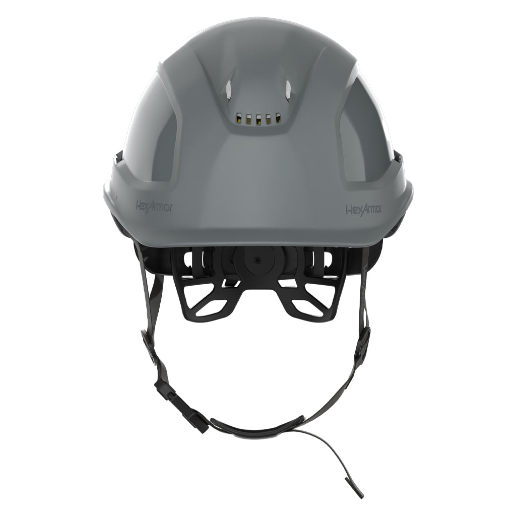 Ceros XP450A with Mips grey chin strap safety helmet as shown from the front.