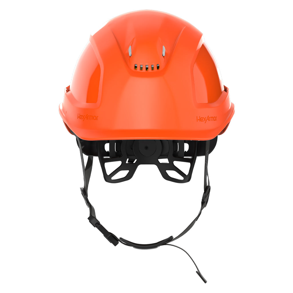 Ceros XP450A with Mips Hi-vis orange vented safety helmet as shown from the front