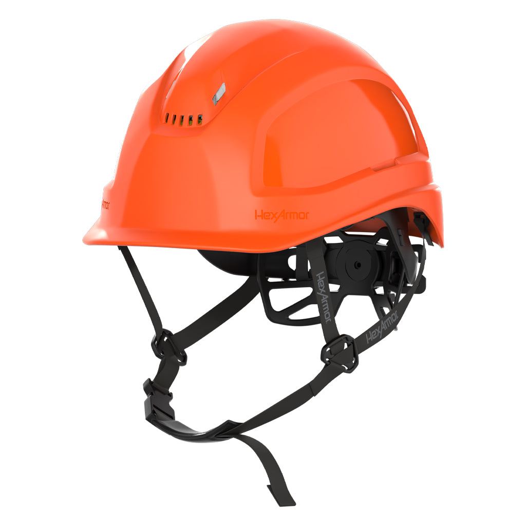Ceros XP450A with Mips Hi-vis orange vented safety helmet with chin strap.