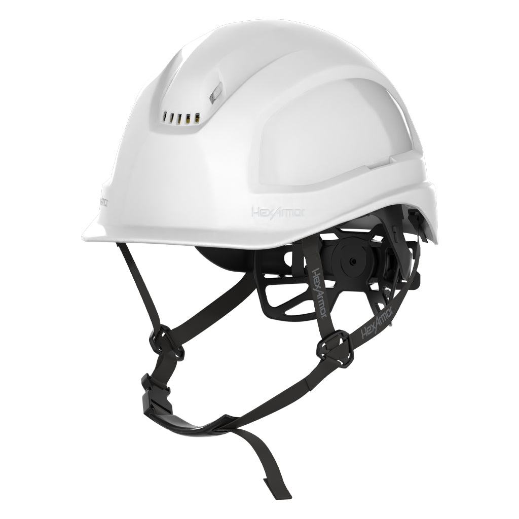 Ceros XP450A with Mips white vented safety helmet with chin strap.