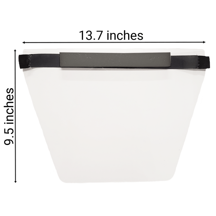 Fluid-resistant disposable face shield dimensions